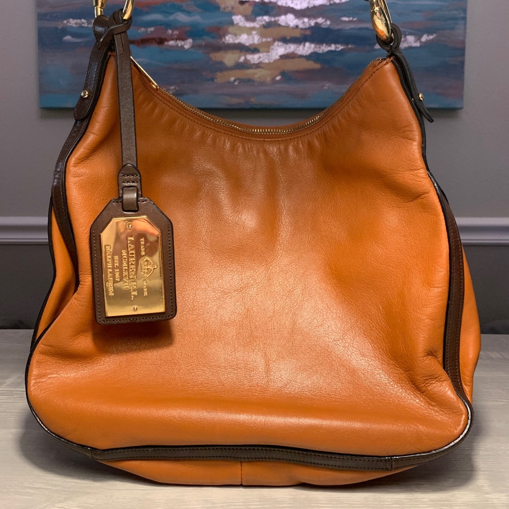 Ralph Lauren Cognac Hobo Handbag